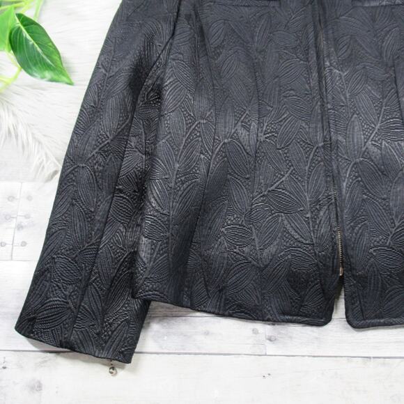 HOBBS Marilyn Anselm Black Textured Jacquard Zip Front Jacket Women’s Size 10 - Picture 8 of 13